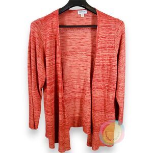 Avenue Plus Size 18/20 Cardigan Geometric Ikat Knit Red Orange